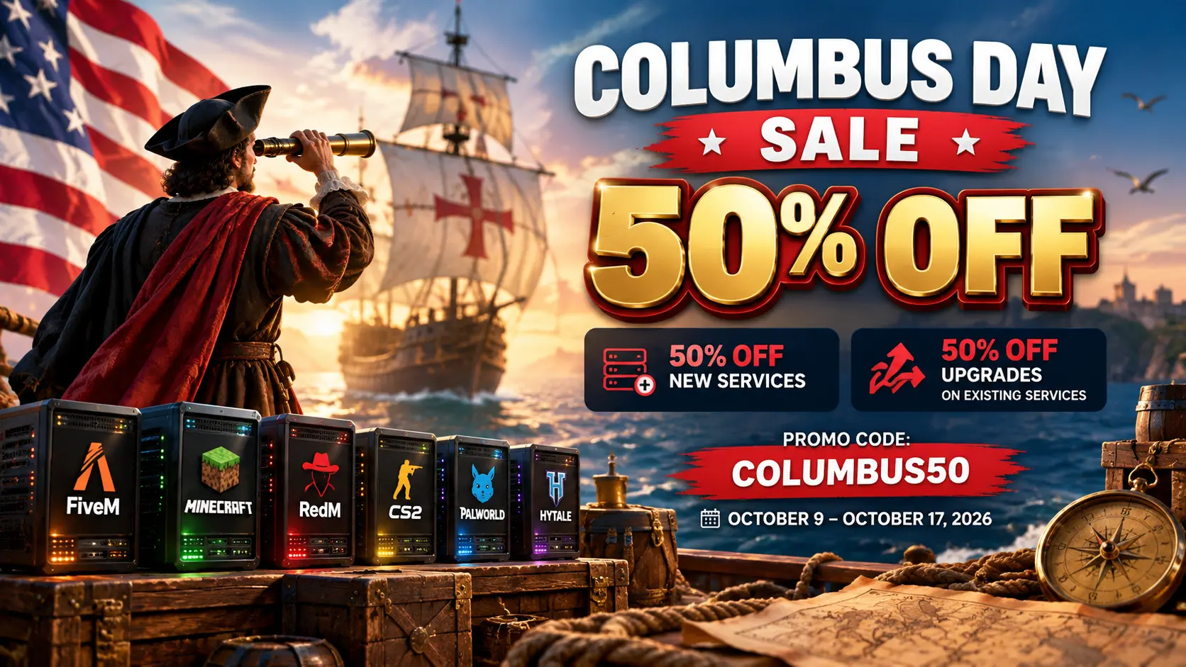 Columbus Day 50% OFF